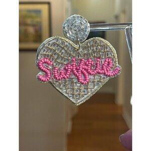 Silver and Gold Swiftie Heart Dangle Earrings